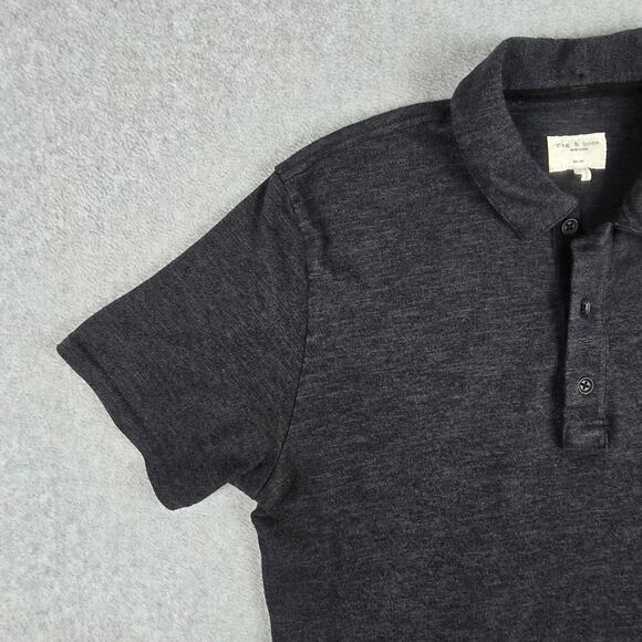 rag & bone Mens Medium Standard Issue Black Polo Shirt - Picture 4 of 14